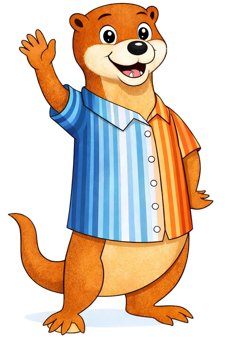 Klimadialoge Otter-Maskottchen, winkend